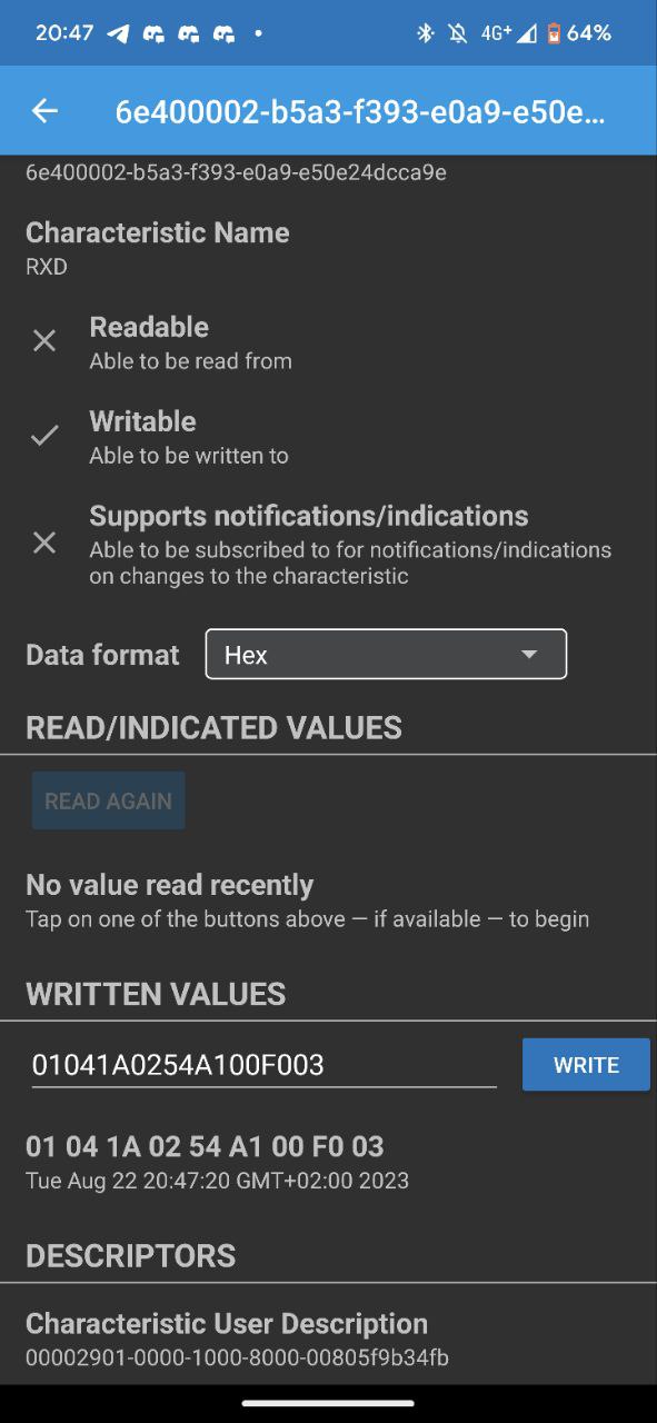Writing data to BLE